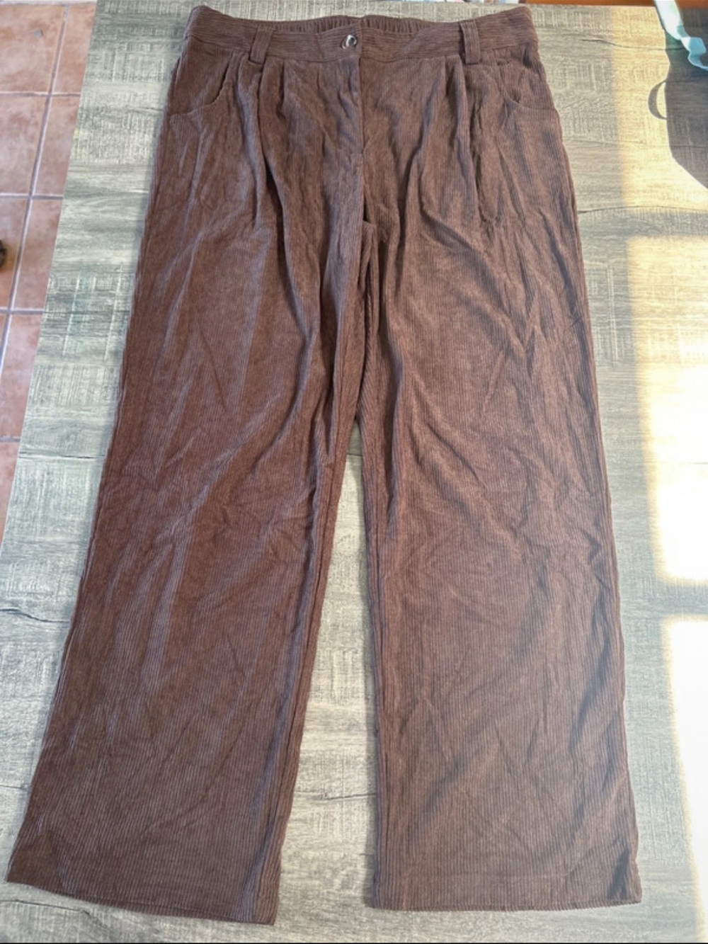 HALARA Wide-Leg Corduroy Pants in Brown XL TALL